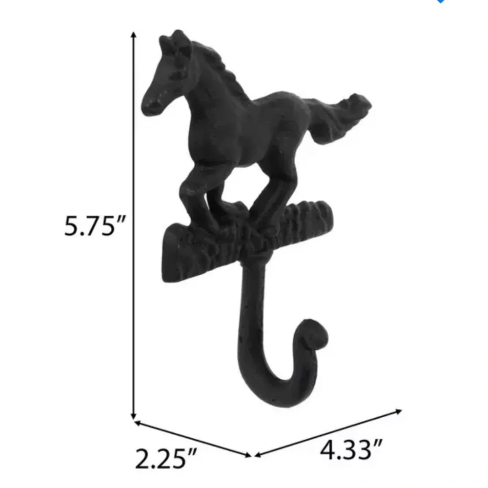 Metal Horse Wall Hook Hanger- Black